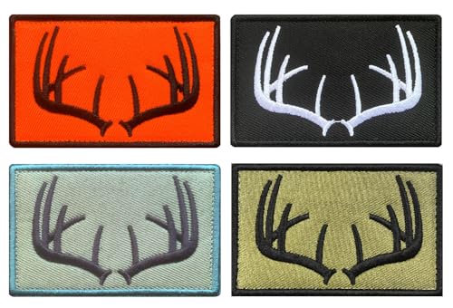 4 Stück Outdoor Jagd Wild Geweih Militärische Taktische Moral Stickerei Wappen Patch mit Klettverschluss für Hüte, Mützen, Rucksäcke, Kleidung, Jacken, Uniform, Hundeweste von ITOMUFD