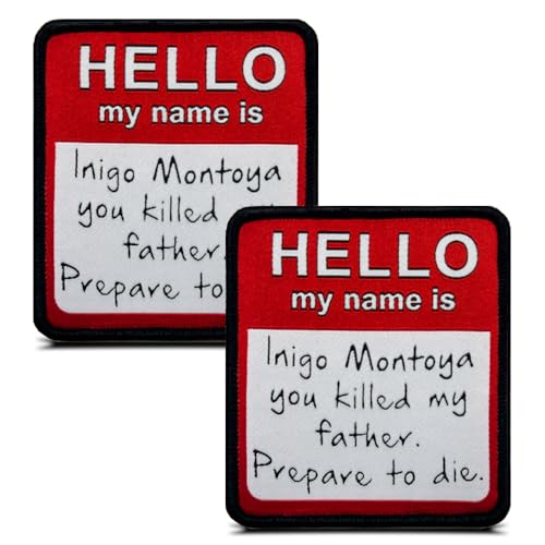 Aufnäher mit Aufschrift "Hello My Name is lnigo Montoga", 2 Stück, lustiger Biker-Spruch, bestickt, Moral-Emblem für Armband, Rucksack, Weste, Uniform, Mäntel, Jeans, Jacken, Kleidung, Uniform Aufnäher mit Aufschrift "Hello My Name is lnigo Montoga", 2 Stück, lustiger Biker-Spruch, bestickt, Moral-Emblem für Armband, Rucksack, Weste, Uniform, Mäntel, Jeans, Jacken, Kleidung, Uniform von ITOMUFD