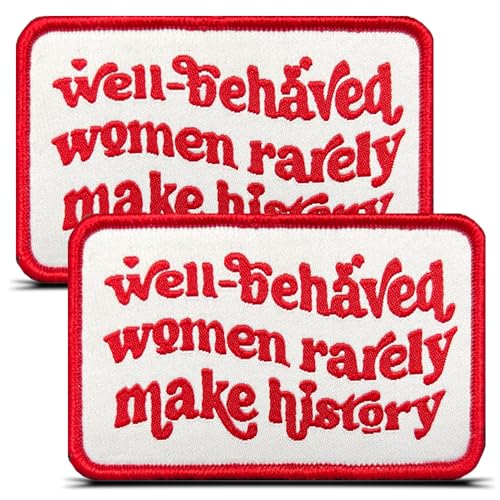 Aufnäher mit Aufschrift "Well Behaved Women Rarely Make History", 2 Stück, lustiger Biker-Spruch, bestickte Applikation für Hut, Rucksack, Weste, Uniform, Mäntel, Jeans, Jacken, Kleidung, Taschen Aufnäher mit Aufschrift "Well Behaved Women Rarely Make History", 2 Stück, lustiger Biker-Spruch, bestickte Applikation für Hut, Rucksack, Weste, Uniform, Mäntel, Jeans, Jacken, Kleidung, Taschen von ITOMUFD