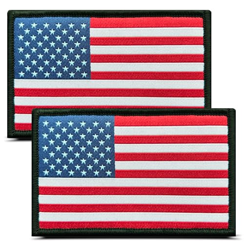 Aufnäher mit amerikanischer Flagge, bestickt, mit Klettverschluss, für Rucksäcke, Mützen, Jacken, Mäntel, Kleidung, Schwarz, 2 Stück Aufnäher mit amerikanischer Flagge, bestickt, mit Klettverschluss, für Rucksäcke, Mützen, Jacken, Mäntel, Kleidung, Schwarz, 2 Stück von ITOMUFD
