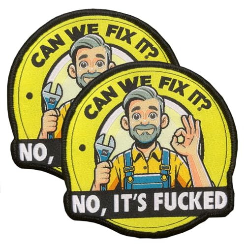 Können wir es reparieren? Nein, It's Fuked, 2 Stück lustige blaue Kragenwartungsarbeiter Meme Sprüche Haken und Schlaufe besticktes Emblem für Rucksack, Weste, Uniform, Mäntel, Jacken, Kleidung Können wir es reparieren? Nein, It's Fuked, 2 Stück lustige blaue Kragenwartungsarbeiter Meme Sprüche Haken und Schlaufe besticktes Emblem für Rucksack, Weste, Uniform, Mäntel, Jacken, Kleidung von ITOMUFD