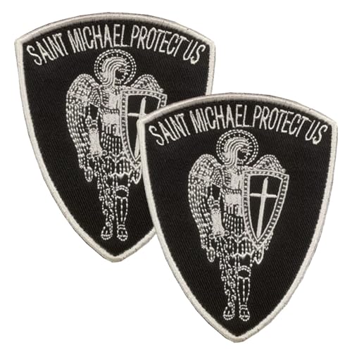 Saint Michael Protect US, lustiges taktisches christliches Erzengel-Kreuzschild, Haken und Schlaufe, besticktes Emblem für Hut, Mützen, Rucksack, Kleidung, Mäntel, Taschen, Uniform, Hundegeschirr, 2 Saint Michael Protect US, lustiges taktisches christliches Erzengel-Kreuzschild, Haken und Schlaufe, besticktes Emblem für Hut, Mützen, Rucksack, Kleidung, Mäntel, Taschen, Uniform, Hundegeschirr, 2 von ITOMUFD