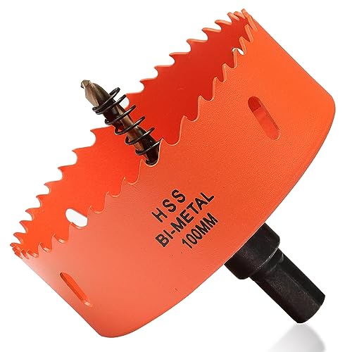 Lochsäge 100mm, Bi-Metall Lochbohrer für Holz und Metall, Rund Bohrkrone Lochfräser mit 35mm Schnitttiefe für Stahl, Gusseisen, Aluminium, Trockenbau, Sperrholz und Acryl Lochsäge 100mm, Bi-Metall Lochbohrer für Holz und Metall, Rund Bohrkrone Lochfräser mit 35mm Schnitttiefe für Stahl, Gusseisen, Aluminium, Trockenbau, Sperrholz und Acryl von ITOOLFIRM