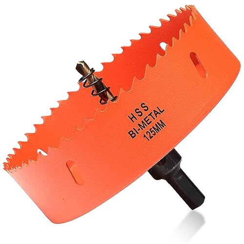 Bi-Metall Lochsäge 125mm, Lochbohrer für Holz und Metall, Bi-Metall Rund Bohrkrone mit 35mm Schnitttiefe für Stahl, Gusseisen, Aluminium, Trockenbau, Sperrholz und Acryl Bi-Metall Lochsäge 125mm, Lochbohrer für Holz und Metall, Bi-Metall Rund Bohrkrone mit 35mm Schnitttiefe für Stahl, Gusseisen, Aluminium, Trockenbau, Sperrholz und Acryl von ITOOLFIRM