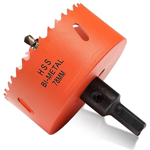 Bi-Metall Lochsäge 78mm, Lochbohrer für Holz und Metall, Bi-Metall Rund Bohrkrone mit 35mm Schnitttiefe für Stahl, Gusseisen, Aluminium, Trockenbau, Sperrholz und Acryl Bi-Metall Lochsäge 78mm, Lochbohrer für Holz und Metall, Bi-Metall Rund Bohrkrone mit 35mm Schnitttiefe für Stahl, Gusseisen, Aluminium, Trockenbau, Sperrholz und Acryl von ITOOLFIRM