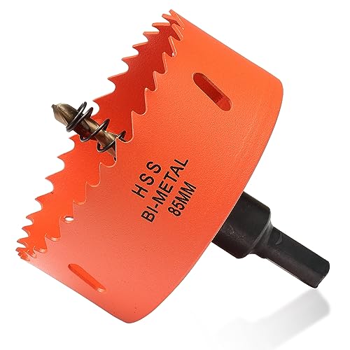 Bi-Metall Lochsäge 85mm, Lochbohrer für Holz und Metall, Bi-Metall Rund Bohrkrone mit 35mm Schnitttiefe für Stahl, Gusseisen, Aluminium, Trockenbau, Sperrholz und Acryl Bi-Metall Lochsäge 85mm, Lochbohrer für Holz und Metall, Bi-Metall Rund Bohrkrone mit 35mm Schnitttiefe für Stahl, Gusseisen, Aluminium, Trockenbau, Sperrholz und Acryl von ITOOLFIRM