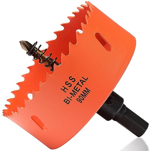 Bi-Metall Lochsäge 90mm, Lochbohrer für Holz und Metall, Bi-Metall Rund Bohrkrone mit 35mm Schnitttiefe für Stahl, Gusseisen, Aluminium, Trockenbau, Sperrholz und Acryl Bi-Metall Lochsäge 90mm, Lochbohrer für Holz und Metall, Bi-Metall Rund Bohrkrone mit 35mm Schnitttiefe für Stahl, Gusseisen, Aluminium, Trockenbau, Sperrholz und Acryl von ITOOLFIRM