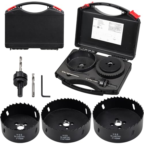 Lochsägen-Set, 3-teiliges Lochsägen-Set, 76 mm, 102 mm, 108 mm, Bohrer für Metall und Holz, HSS-Bimetall-Lochschneider mit Schnitttiefe von 32 mm zum Stanzen von runden Löchern auf Deckenplatten von ITOOLFIRM