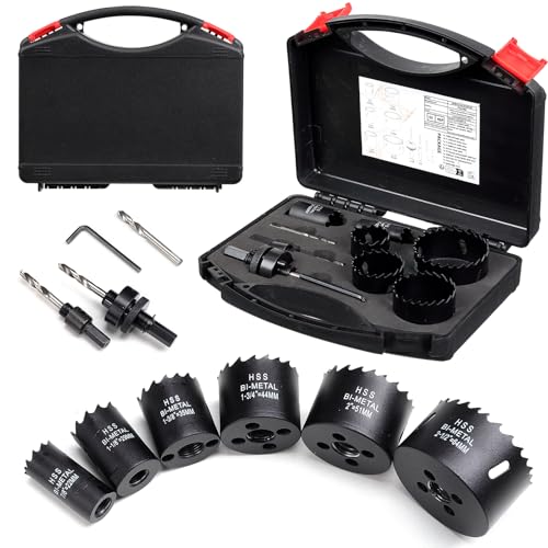 Lochsägen-Set, 6-teiliges Lochsägen-Set, 22 mm - 64 mm, Bohrer für Metall und Holz, HSS-Bimetall-Lochschneider mit Schnitttiefe von 32 mm zum Stanzen von kreisförmigen Löchern auf Deckenplatten von ITOOLFIRM