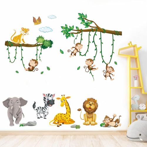 Tiere Wandaufkleber Dschungel Tiere Wandaufkleber Eule Zebra Elefant Giraffe Löwe Affe Wandaufkleber für Kinderzimmer Babyzimmer Jungen Mädchen Schlafzimmer Wanddeko Tiere Wandaufkleber Dschungel Tiere Wandaufkleber Eule Zebra Elefant Giraffe Löwe Affe Wandaufkleber für Kinderzimmer Babyzimmer Jungen Mädchen Schlafzimmer Wanddeko von ITSNECTAR
