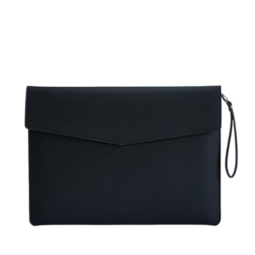 Dokumentenhalter aus Leder, Aktenordner, A4-Lederumschlagtasche, Firmeninformationen, Besprechungstasche for Dokumente, Größe: 345 x 250 mm(Black) von ITTRUH