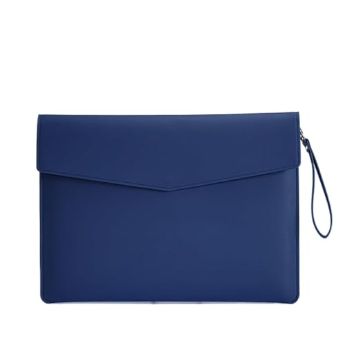 Dokumentenhalter aus Leder, Aktenordner, A4-Lederumschlagtasche, Firmeninformationen, Besprechungstasche for Dokumente, Größe: 345 x 250 mm(Blue) von ITTRUH
