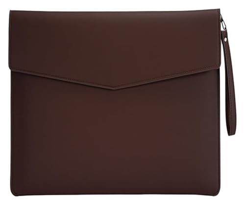 Dokumentenhalter aus Leder, Aktenordner, A4-Lederumschlagtasche, Firmeninformationen, Besprechungstasche for Dokumente, Größe: 345 x 250 mm(Brown) von ITTRUH