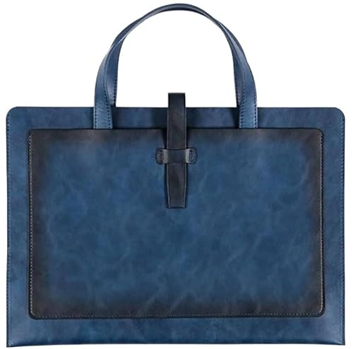 Dokumentenhalter aus Leder, Aktenordner, A4-Umschlaghülle, Handtasche, tragbar, for Pendler, for Dokumente, 255 x 360 mm(Blue) von ITTRUH