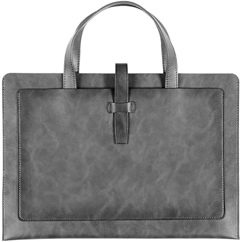 Dokumentenhalter aus Leder, Aktenordner, A4-Umschlaghülle, Handtasche, tragbar, for Pendler, for Dokumente, 255 x 360 mm(Grey) von ITTRUH