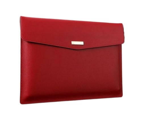 Dokumentenhalter aus Leder, Aktenordner, Umschlaghülle, A4-Aktentasche, PVC-Aufbewahrungstasche, Aktentasche fürs Büro, Größe: 33 x 24,3 cm(Red) von ITTRUH