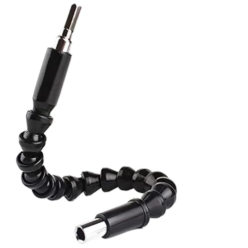 Flexible Bohrerverlängerung, elektrischer Bohrer-Schraubendreher-Bit, multifunktionaler Universal-Schlangenschlauch, Kardanwellenanschluss, weiche Verlängerungsstange (Farbe: Schwarz, 295 mm) von ITTRUH