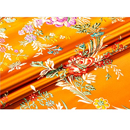 Jacquardstoff aus Kunstseide, Brokat, Satin, Kunstseide, Stoff, Blumenmuster, Brokat, Kleid, Kleidung, Cheongsam, Anzug, DIY, Retro, 75 x 50 cm(Golden yellow) von ITTRUH