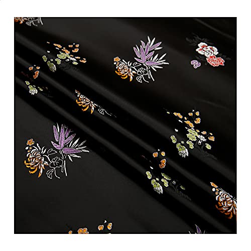 Jacquardstoff aus Kunstseide, Brokat-Damaststoffe for Nähen von Seidensatinkleidern, Cheongsam- und Kimono-Material(Black) von ITTRUH