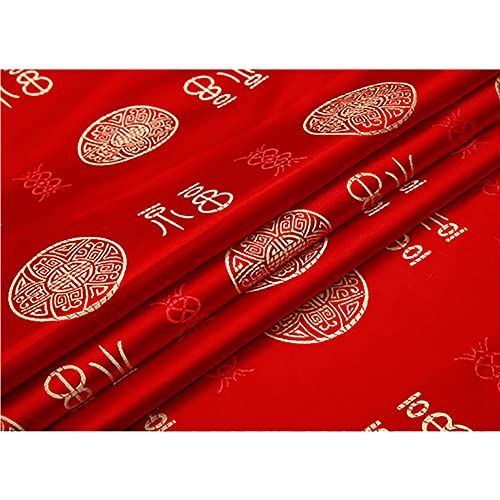 Jacquardstoff aus Kunstseide, Brokatstoff, Jacquard for Nähen von Kleidern, Cheongsam und Kimono, 75 x 50 cm (Stil E)(Red) von ITTRUH