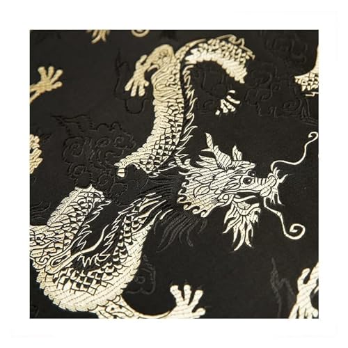 Jacquardstoff aus Kunstseide, Brokatstoff, imitierte Seide, Damast-Polsterung for Heimwerker – 75 cm x 50 cm(Black) von ITTRUH