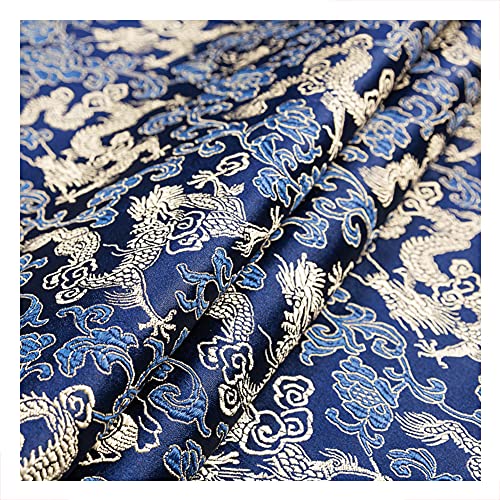 Jacquardstoff aus Kunstseide, Brokatstoff, imitierte Seide, Damast-Polsterung for Heimwerker – 75 cm x 50 cm(Blue) von ITTRUH