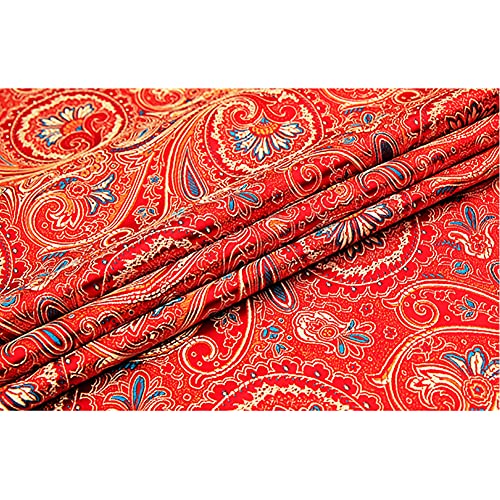 Jacquardstoff aus Kunstseide-Brokat, Damast-Polsterstoff aus Brokat for Polster und Wohnaccessoires (Stil N)(Big red) von ITTRUH