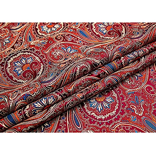 Jacquardstoff aus Kunstseide-Brokat, Damast-Polsterstoff aus Brokat for Polster und Wohnaccessoires (Stil N)(Burgundy) von ITTRUH