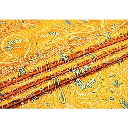 Jacquardstoff aus Kunstseide-Brokat, Damast-Polsterstoff aus Brokat for Polster und Wohnaccessoires (Stil N)(Golden yellow) von ITTRUH