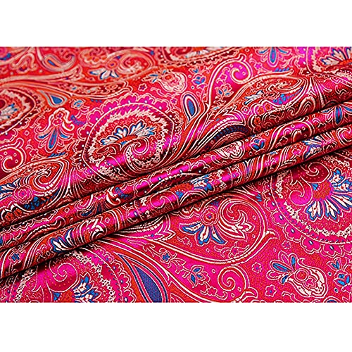 Jacquardstoff aus Kunstseide-Brokat, Damast-Polsterstoff aus Brokat for Polster und Wohnaccessoires (Stil N)(Jujube red) von ITTRUH