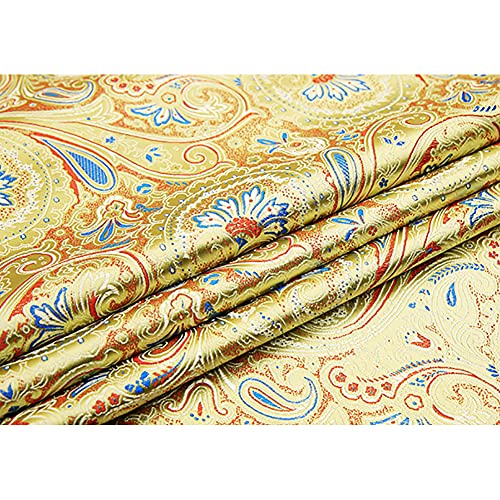Jacquardstoff aus Kunstseide-Brokat, Damast-Polsterstoff aus Brokat for Polster und Wohnaccessoires (Stil N)(Mud gold) von ITTRUH