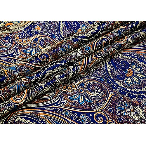 Jacquardstoff aus Kunstseide-Brokat, Damast-Polsterstoff aus Brokat for Polster und Wohnaccessoires (Stil N)(Navy blue) von ITTRUH
