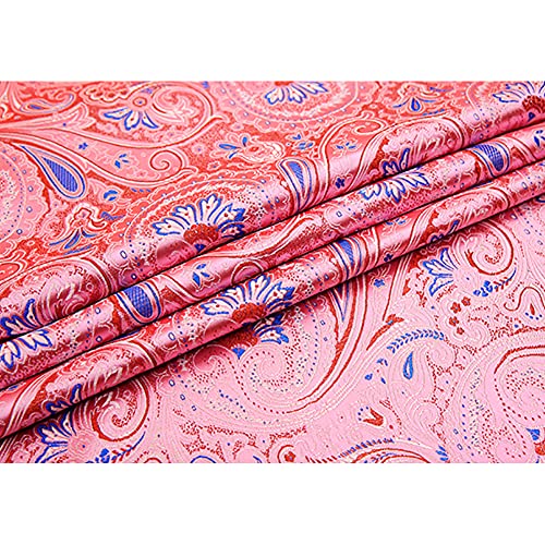 Jacquardstoff aus Kunstseide-Brokat, Damast-Polsterstoff aus Brokat for Polster und Wohnaccessoires (Stil N)(Pink) von ITTRUH