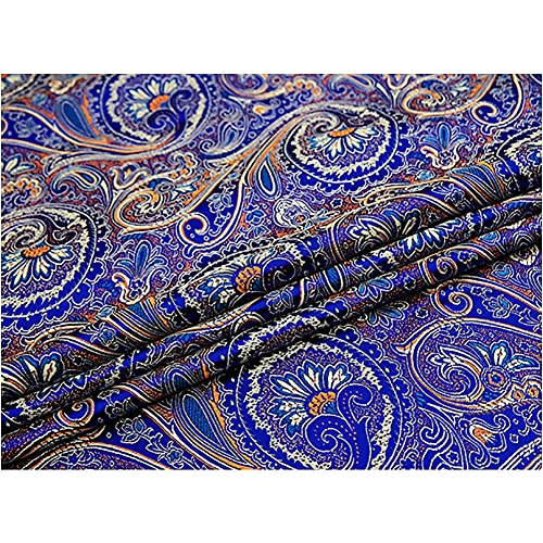 Jacquardstoff aus Kunstseide-Brokat, Damast-Polsterstoff aus Brokat for Polster und Wohnaccessoires (Stil N)(Sapphire blue) von ITTRUH