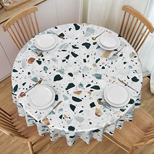 Terrazzo-Marmor-Pastell-Tischdecke mit runder Spitze – waschbare Polyester-Tischdecke mit runder Spitze – perfekt für Buffettische, Partys, 152,4 cm, erschwinglich von IUBBKI