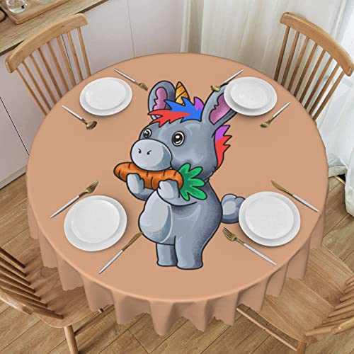 Tischdecke mit kleinem Esel der Karotten isst 1524 cm runde Spitze wasserdicht Familientischdecke Tischdecke für Küche Outdoor Party-Dekoration Tischdecken von IUBBKI