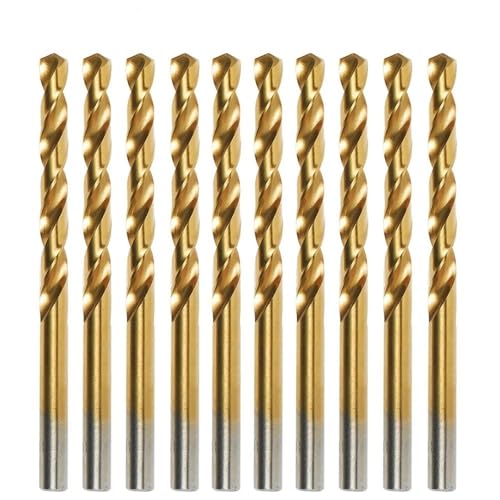 1–13 mm HSS M2 Spiralbohrer, Titanbeschichtung, gerader Schaft, Metallbohrer for Hartmetall, Edelstahl, Gusseisen(6mm 10pc) von IUBPWMS