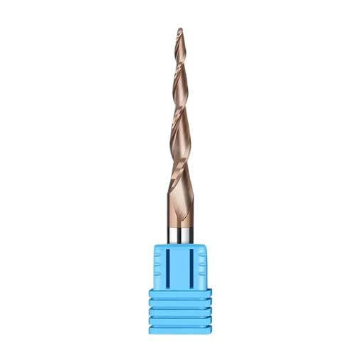 1 Stück/5 Stück konischer Kugelkopf-Schaftfräser, Spiralfräser, 3,175–12 mm Schaft, 2 Nuten, Hartmetall, Holzbearbeitung, 2D- und 3D-Gravurfräser(5PCS,R1.0x60Cx8Dx100L) von IUBPWMS