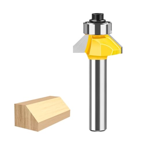 1 Stück 45-Grad-Fasenfräser, 8-mm-Schaft, oberes Lager, abgeschrägte Kantenformung, Holzbearbeitungs-Fräswerkzeug for abgewinkelte, saubere Kanten(8*22mm) von IUBPWMS