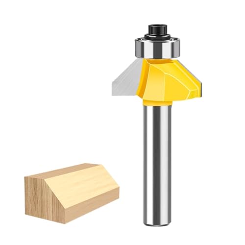 1 Stück 45-Grad-Fasenfräser, 8-mm-Schaft, oberes Lager, abgeschrägte Kantenformung, Holzbearbeitungs-Fräswerkzeug for abgewinkelte, saubere Kanten(8*24.2mm) von IUBPWMS