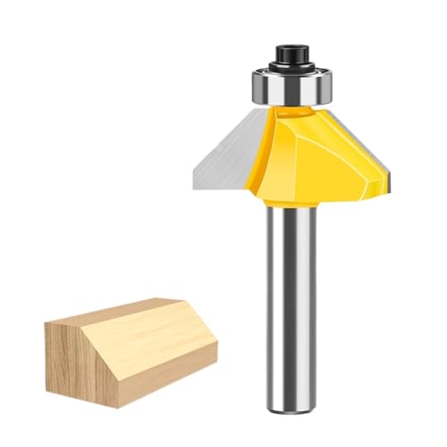 1 Stück 45-Grad-Fasenfräser, 8-mm-Schaft, oberes Lager, abgeschrägte Kantenformung, Holzbearbeitungs-Fräswerkzeug for abgewinkelte, saubere Kanten(8*31mm) von IUBPWMS