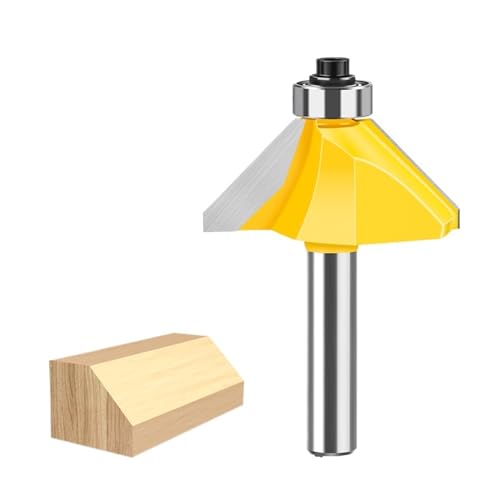1 Stück 45-Grad-Fasenfräser, 8-mm-Schaft, oberes Lager, abgeschrägte Kantenformung, Holzbearbeitungs-Fräswerkzeug for abgewinkelte, saubere Kanten(8*40.5mm) von IUBPWMS