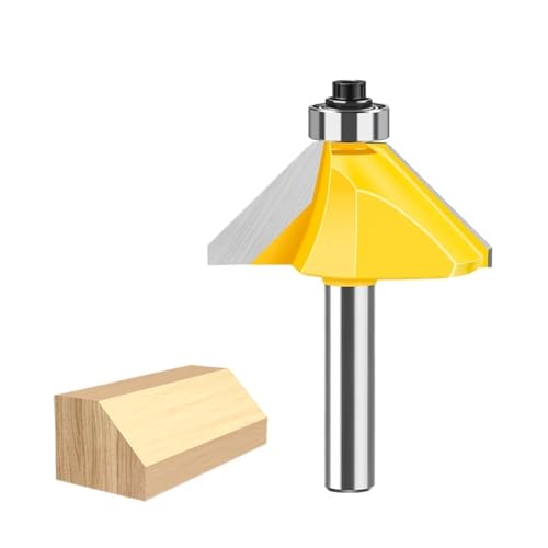 1 Stück 45-Grad-Fasenfräser, 8-mm-Schaft, oberes Lager, abgeschrägte Kantenformung, Holzbearbeitungs-Fräswerkzeug for abgewinkelte, saubere Kanten(8*48.6mm) von IUBPWMS