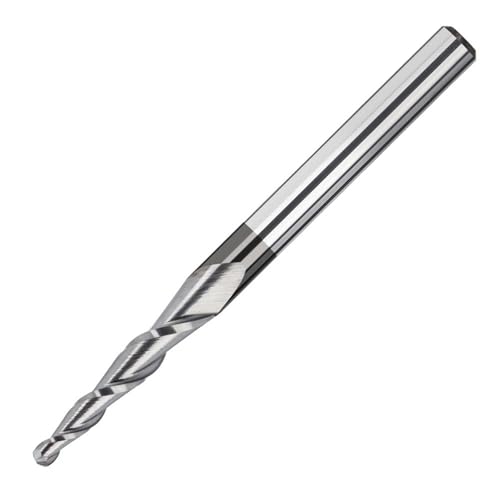 1 Stück konischer Kugelkopf-Schaftfräser, 3,175–8 mm Schaft R0.25-R2 Vollhartmetall 2-schneidig CNC-Fräser Schnitz- und Gravierwerkzeug for Holz, Metall(R1.5x30.5xD6x75) von IUBPWMS