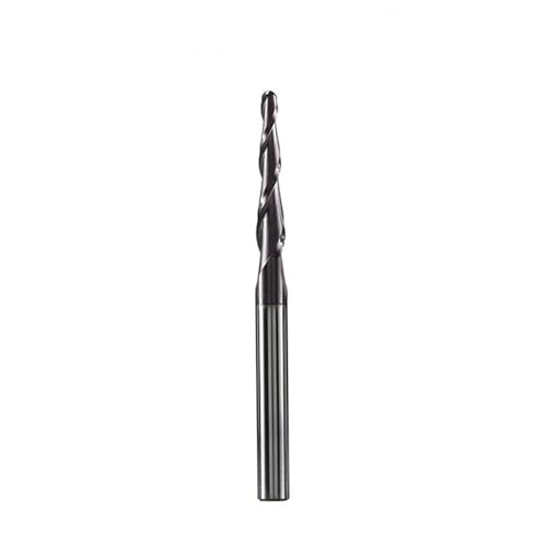 1 Stück konischer Kugelkopffräser mit 6 mm Schaft, R0.25-R2 Spiral-CNC-Fräser, 2-schneidiger Vollhartmetall-Fräser for 2D- und 3D-Gravur(R0.25-30.5-D6) von IUBPWMS
