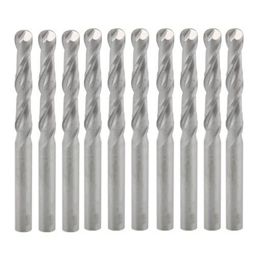 10 Stück Hartmetall-CNC-Fräser, Kugelfräser, 3,175/4/6/8 mm Schaft, 2 Flöten, Kugelfräser, Spiralfräser for Holzgravurfräsen (Size : 3.175x1.5x8) von IUBPWMS