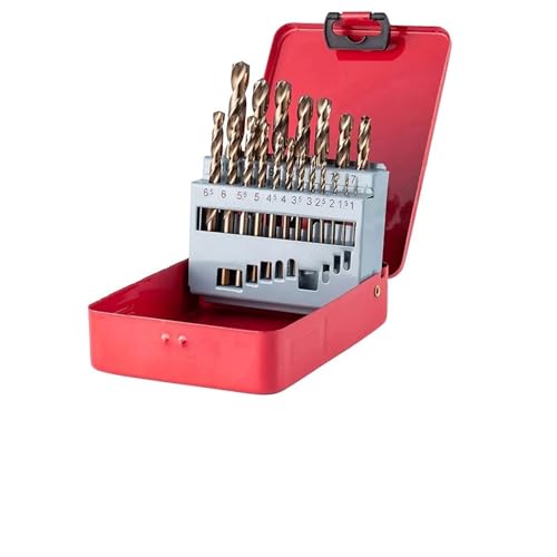 13/19/25-teiliges Kobaltbohrer-Set, M35 HSS-Co-Spiralbohrer-Set for Edelstahl, Holz, Metall mit Metallgehäuse(19pcs box) von IUBPWMS