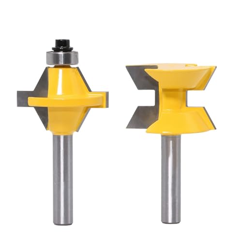 2-teiliges 120-Grad-Fräser-Set mit Nut und Feder, 8 mm 12 mm 1/2 Zoll Schaft, Fräserwerkzeuge for die Holzbearbeitung mit Kantenanleimung(8mm shank) von IUBPWMS