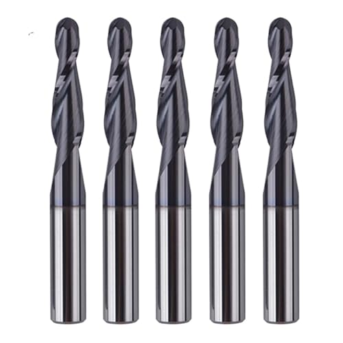 5 Stück 2-schneidige konische Kugelkopffräser, 3,175/4/6/8 mm Wolframkarbid-Spiral-CNC-Fräser for Holz und Metall(5PCS-R1.0-15-D3.175) von IUBPWMS