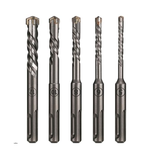 5-teiliges Betonbohrer-Set, 5/6/8/10/12 mm SDS Plus-Bohrhammer-Bits, Kreuzkopf-Schlagbohrer mit Hartmetallspitze for Ziegel, Zementwände, Stein 5-teiliges Betonbohrer-Set, 5/6/8/10/12 mm SDS Plus-Bohrhammer-Bits, Kreuzkopf-Schlagbohrer mit Hartmetallspitze for Ziegel, Zementwände, Stein von IUBPWMS